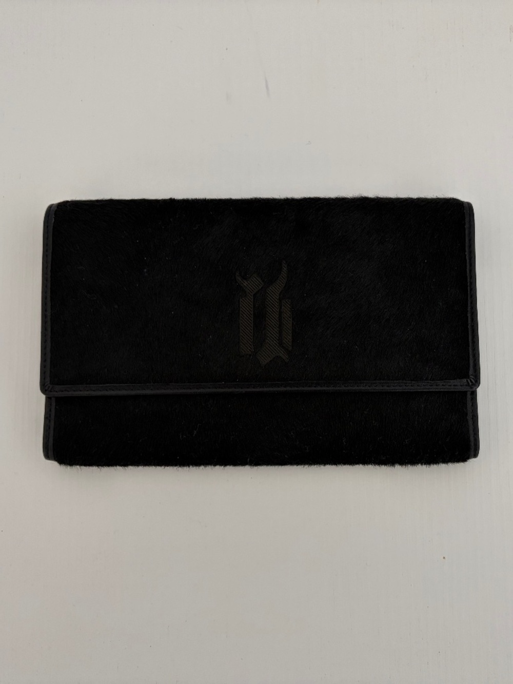 NEW Gianni Versace Black Fur and Leather Wallet